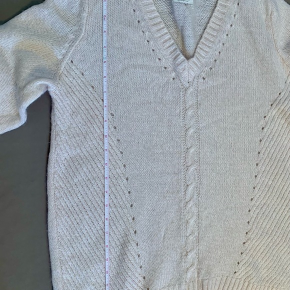 Cottagecore Cozy Sonoma Women's Beige V-Neck Sweater - Picture 5 of 7